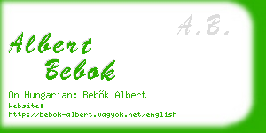 albert bebok business card